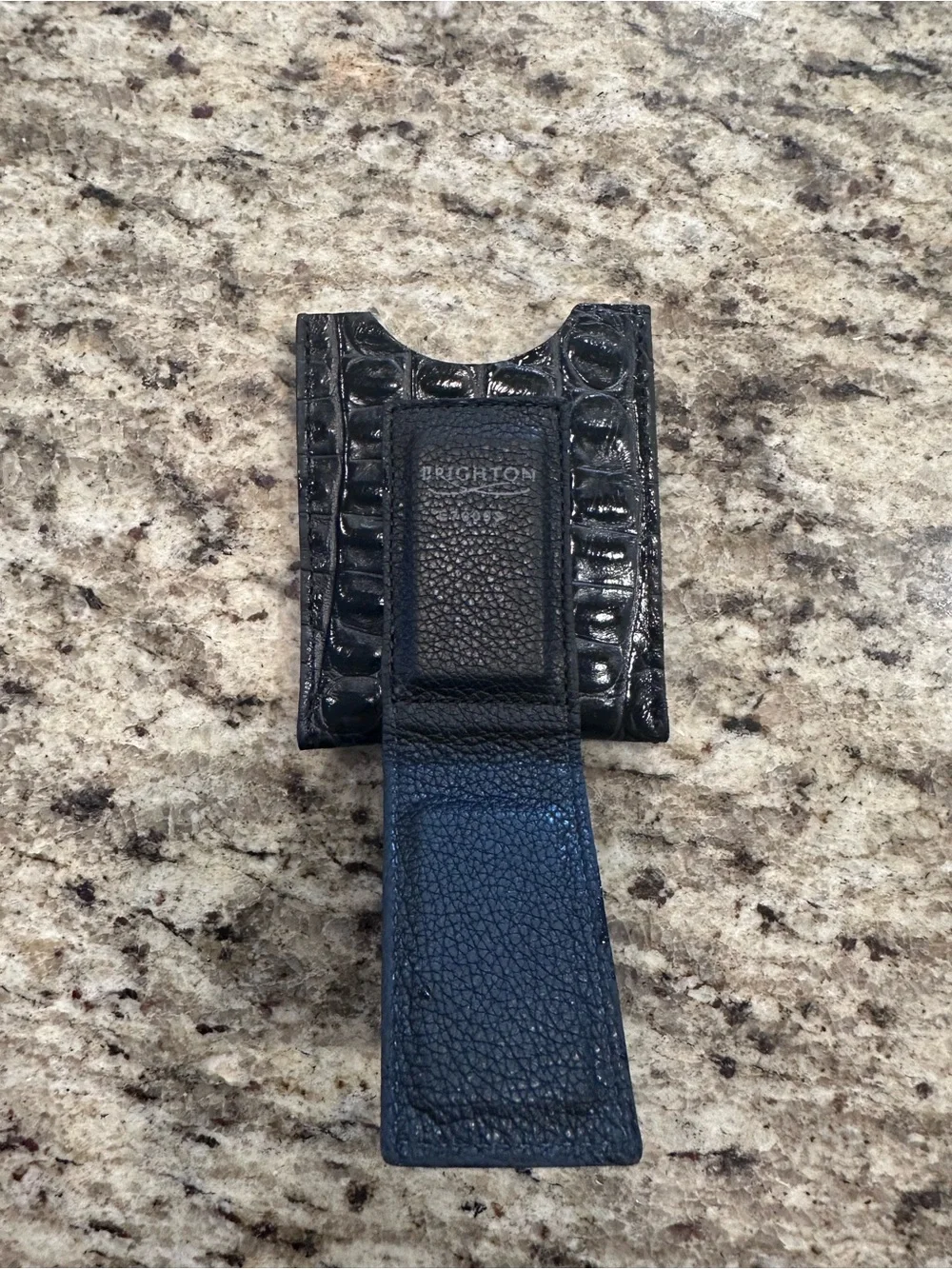 Brighton Black Croc-Embossed Leather Card Holder